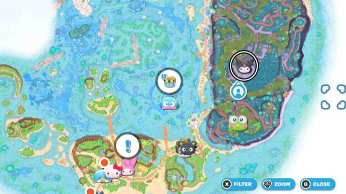 hello kitty island adventure zipline adventure quest kuromi map location