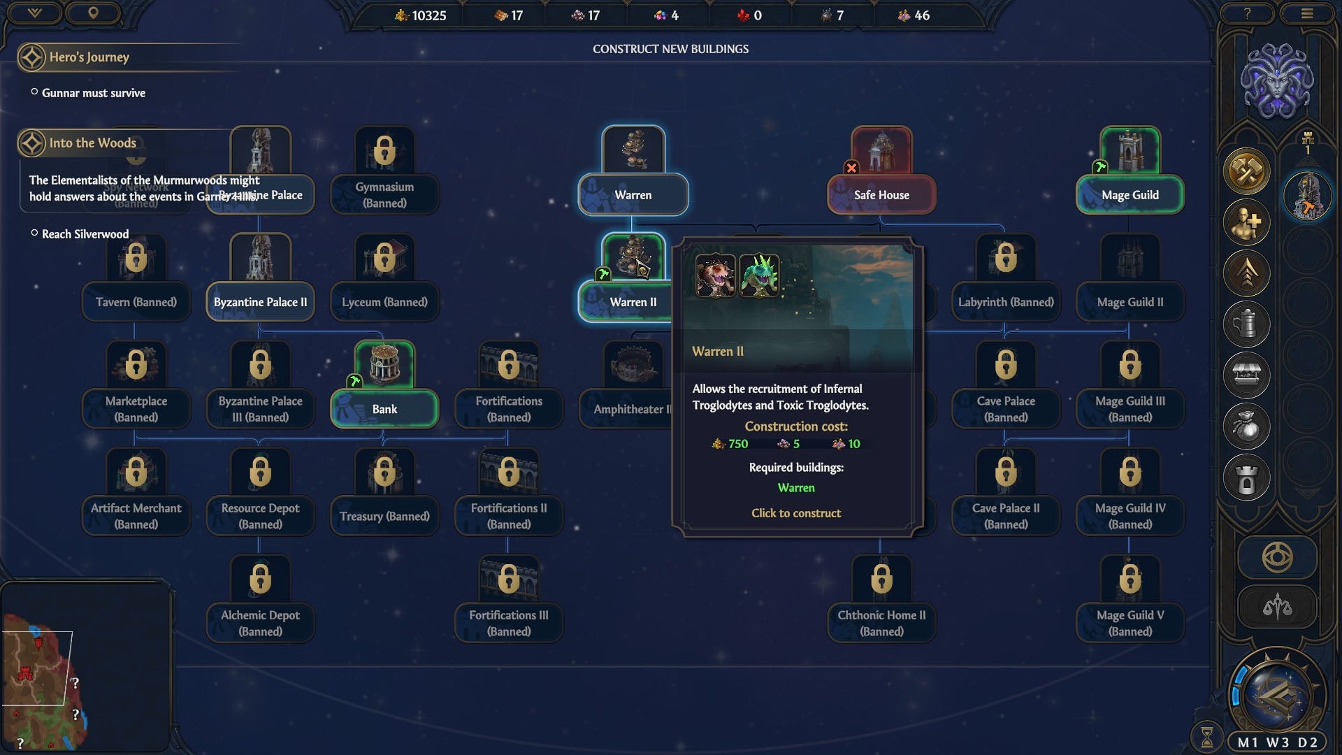 the city building screen in Heroes of Might & Magic: Olden Era