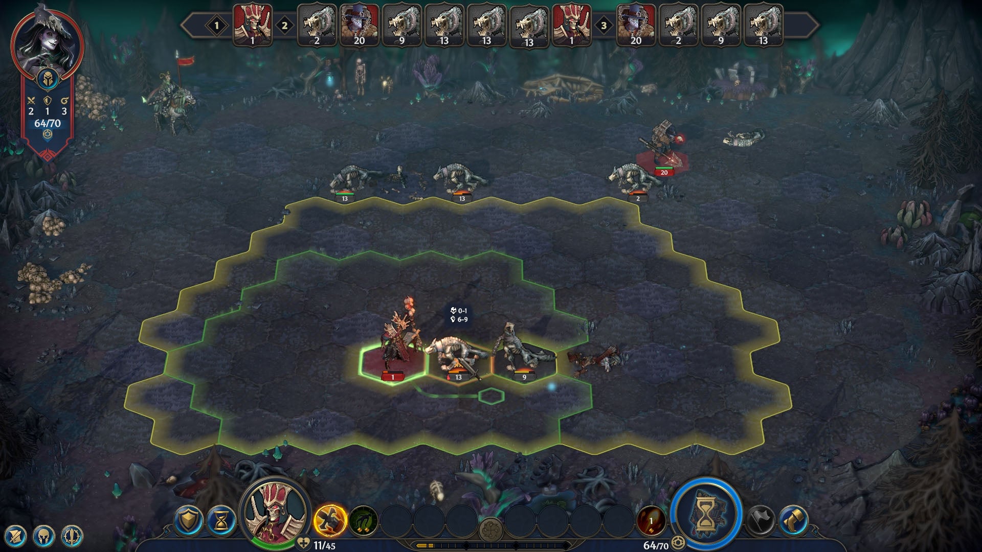 Movement ranges in battle in Heroes of Might & Magic: Olden Era