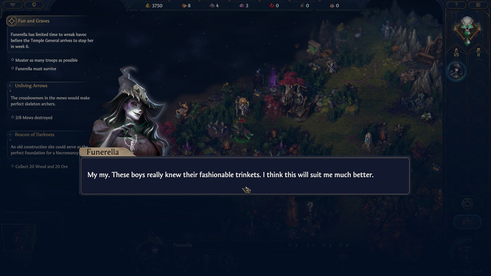 A necromancer talks in Heroes of Might & Magic: Olden Era