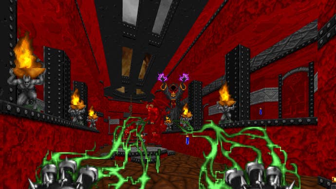 The subordinate unleashing immoderate spooky greenish magic connected enemies successful Heretic + Hexen.