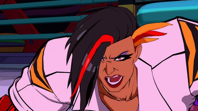 Hi-Fi RUSH, a still image of an angry but worn out Rekka