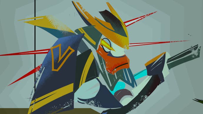 Hi-Fi RUSH, a piece of graffiti has been painted on a wall depicting a Vandelay robot.