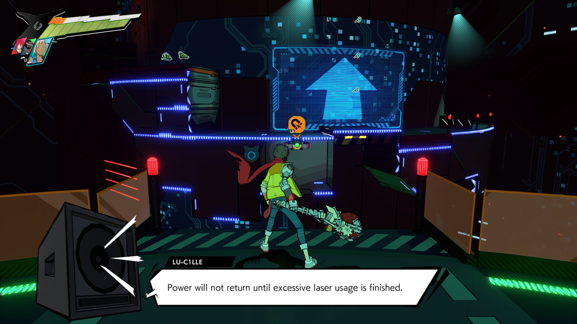 Hi-Fi RUSH, Chai is facing the middle column in Track Seven.