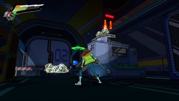 Hi-Fi RUSH, Chai is looking at some boxes stacked to make steps in a secret room in Track Seven