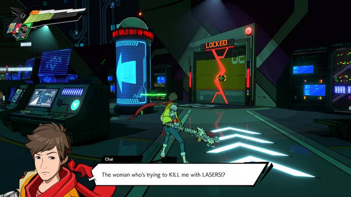 Hi-Fi RUSH, Chai is facing a Z-Shielding door in Track Seven