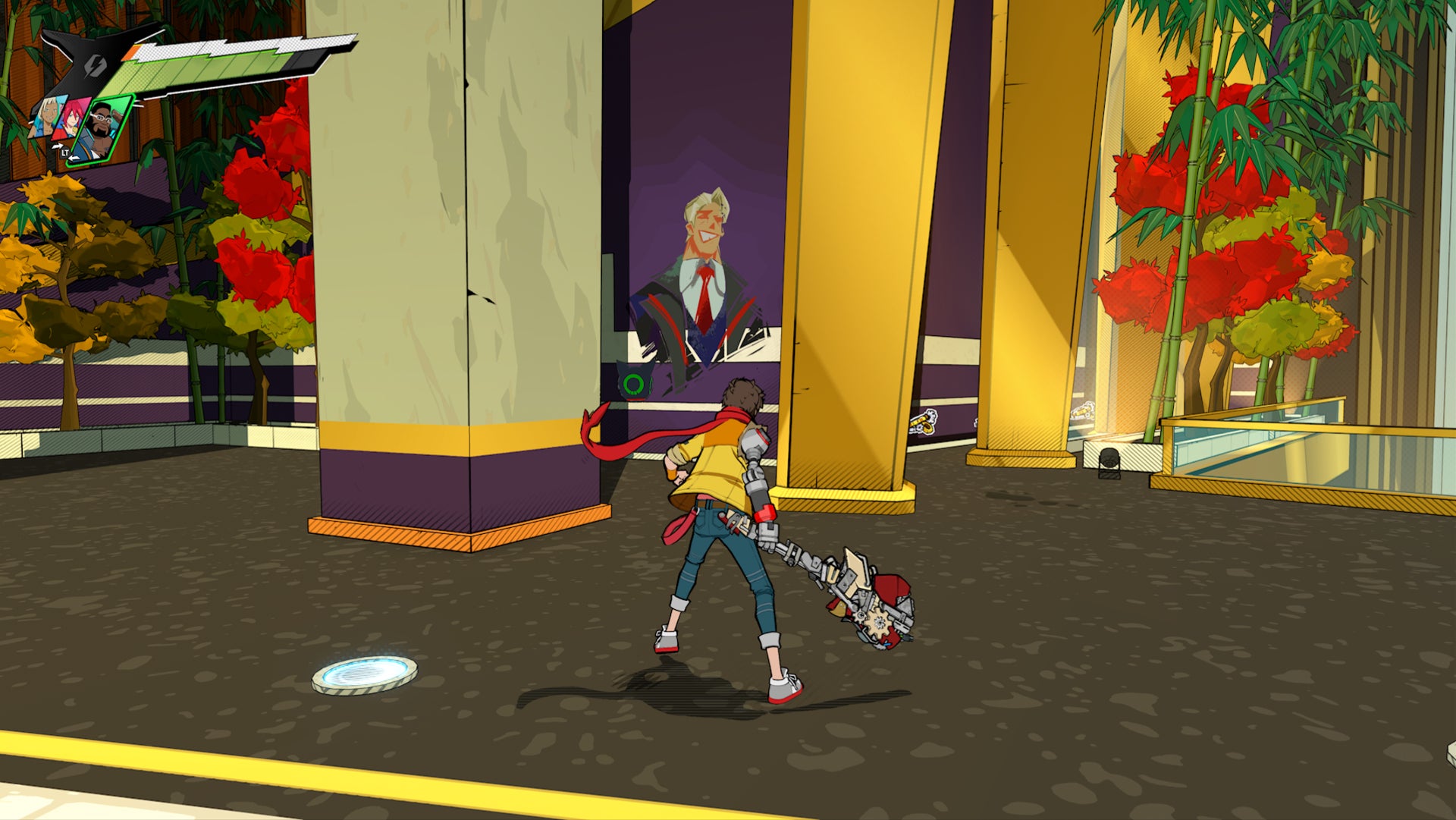 Hi-Fi RUSH, Chai is facing a piece of graffiti on the wall by finance that looks similar to Kale.