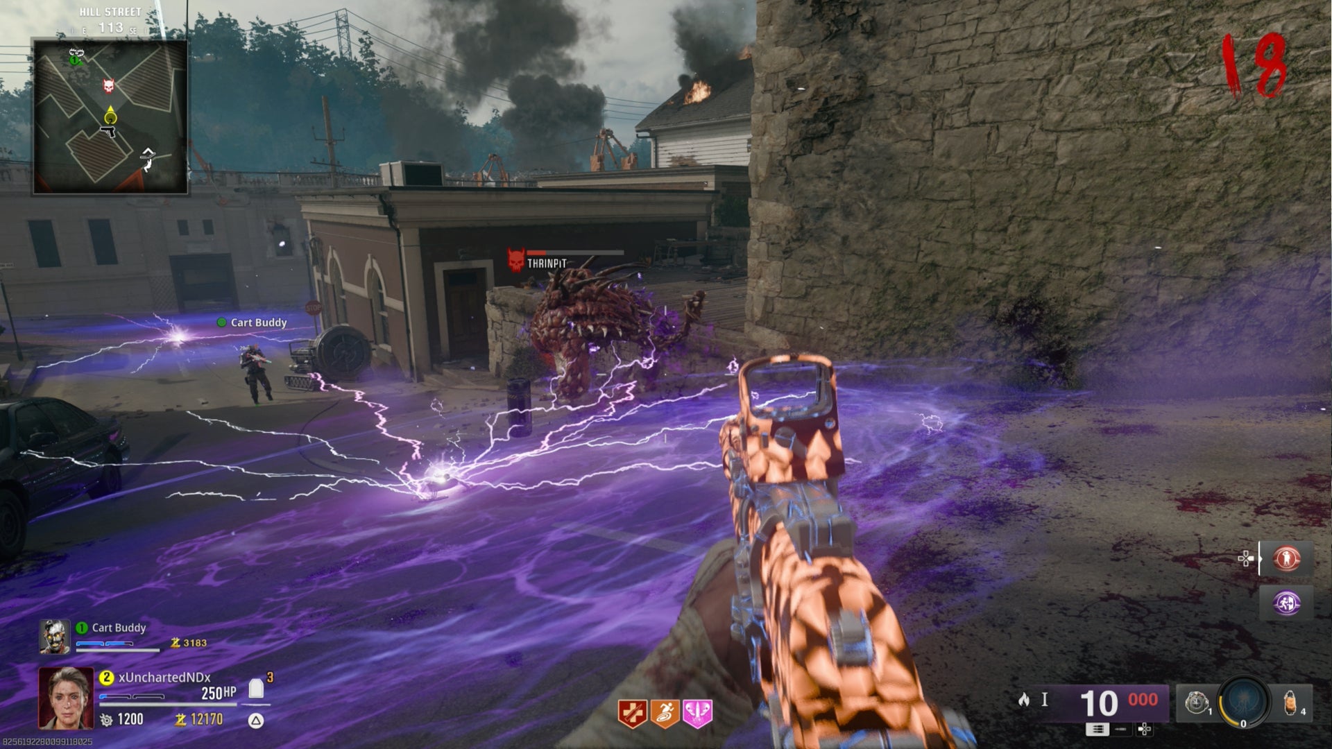 Taking on another high value target and charging up the Aether Canister in Black Ops 6's Liberty Falls map. - 9