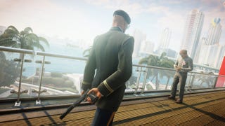 Hitman 2 shows you a grid on the floor where security cameras are looking