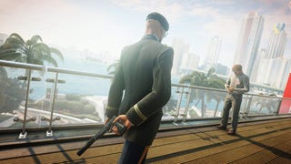 Hitman 2 shows you a grid on the floor where security cameras are looking