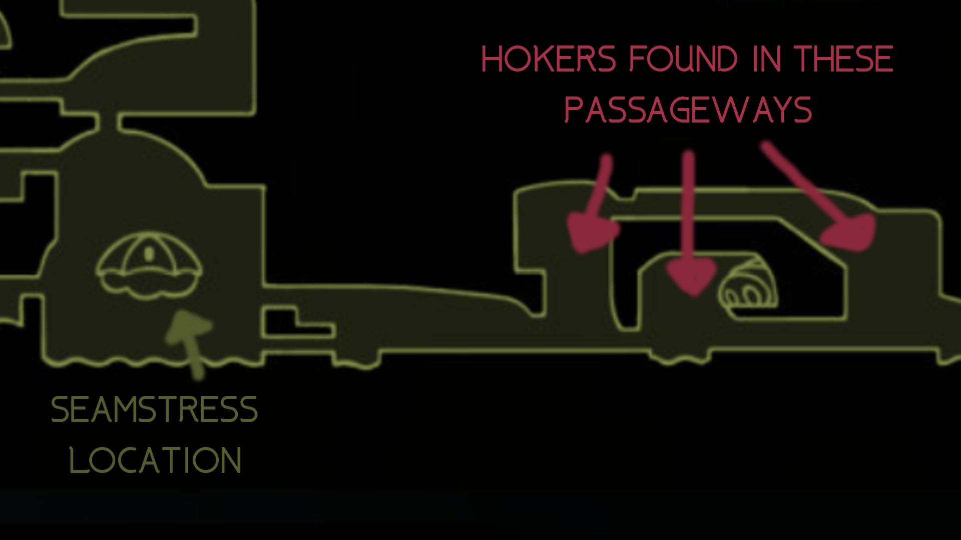 A map of Hollow Knight: Silksong, showing the location of the Seamstress and where to find Hokers. - 5