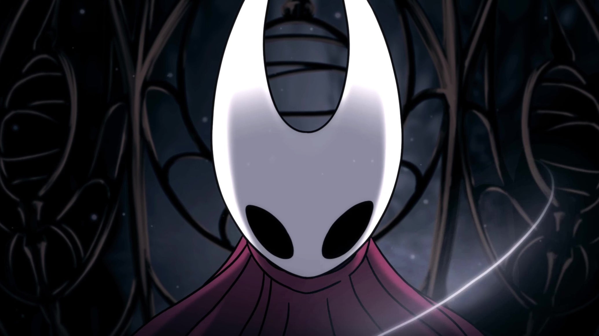 Hornet looks angry during her escape from the Pharloom pilgrims in Hollow Knight Silksong. - 1