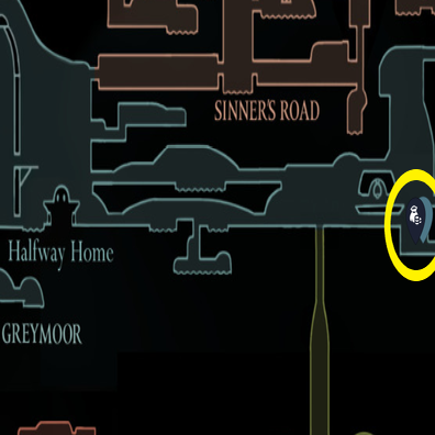 Una schermata della mappa che mostra la posizione del pezzo della mappa Greymoor in Hollow Knight Silksong.