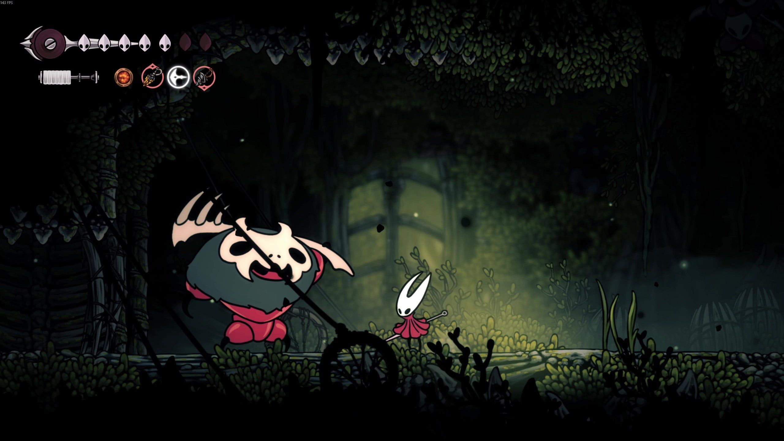 Hornet standing near a Skarrgard miniboss in Hollow Knight Silksong. - 4