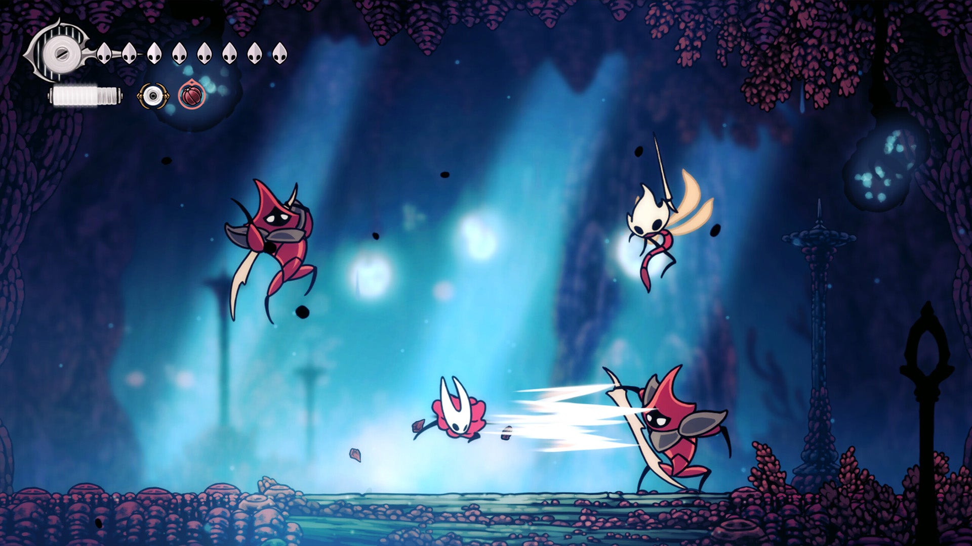 A screenshot of Hollow Knight: Silksong showing the path through the beginning of Act 3. - 1