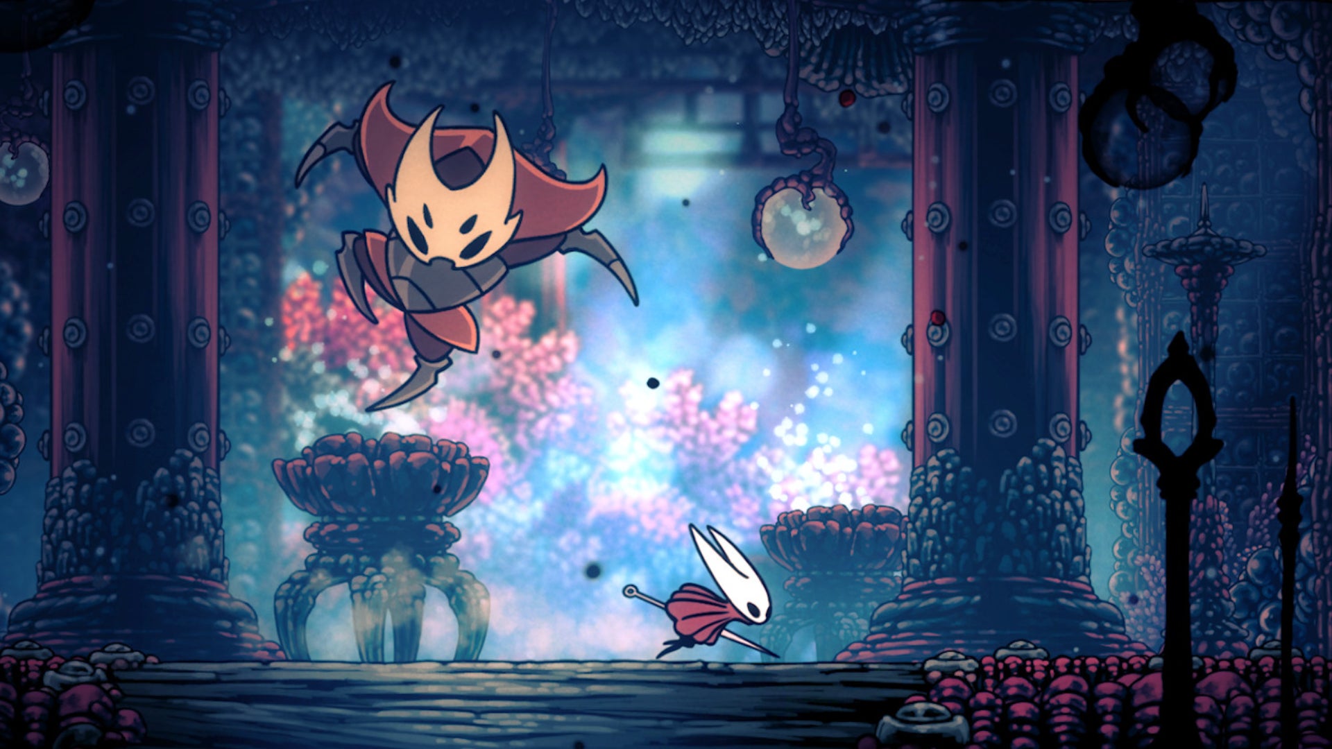 Hornet running past a big lad in Hollow Knight: Silksong. - 49