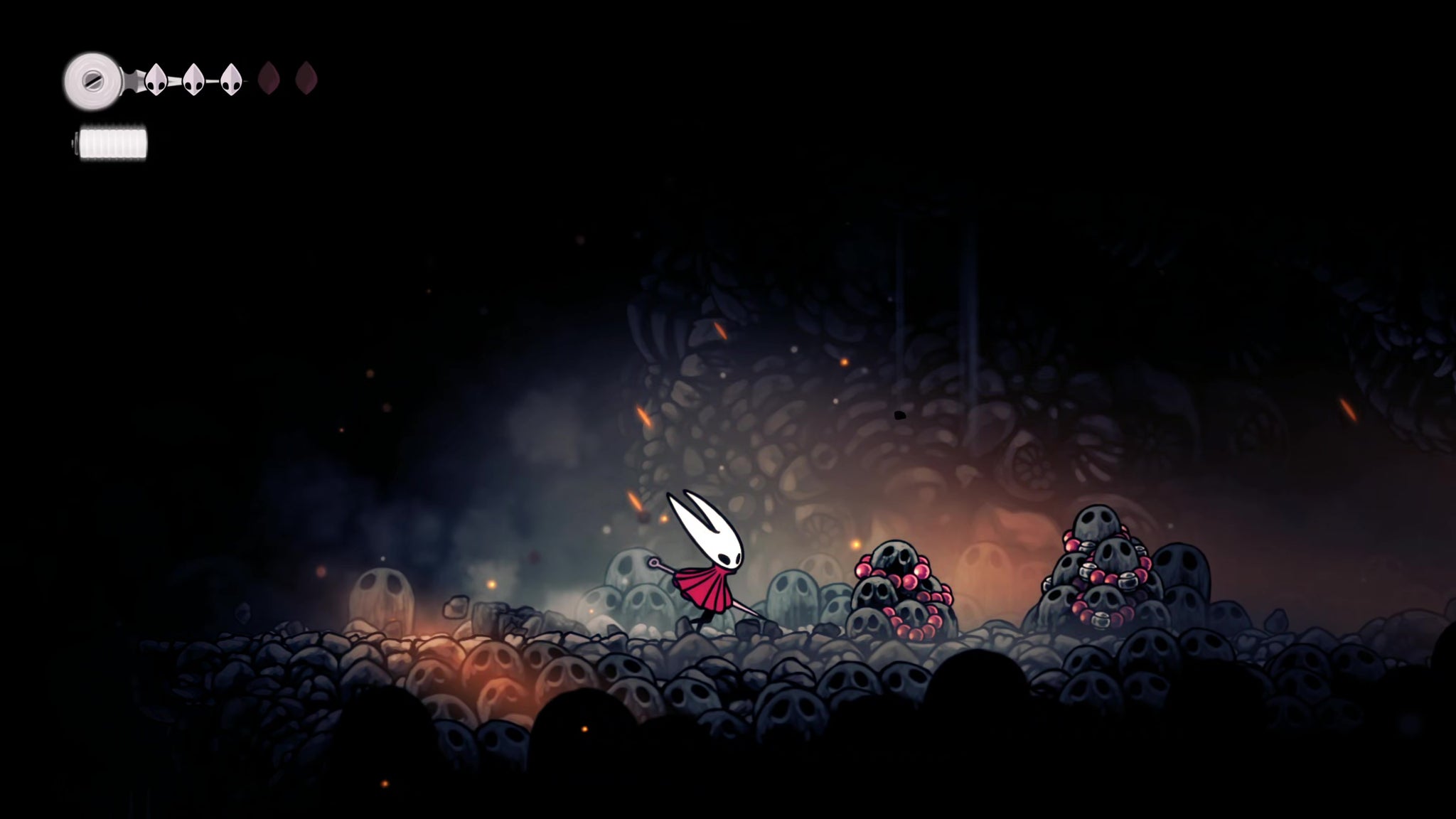A screenshot of Hollow Knight: Silksong showing the path through The Marrows and Mosshome. - 6