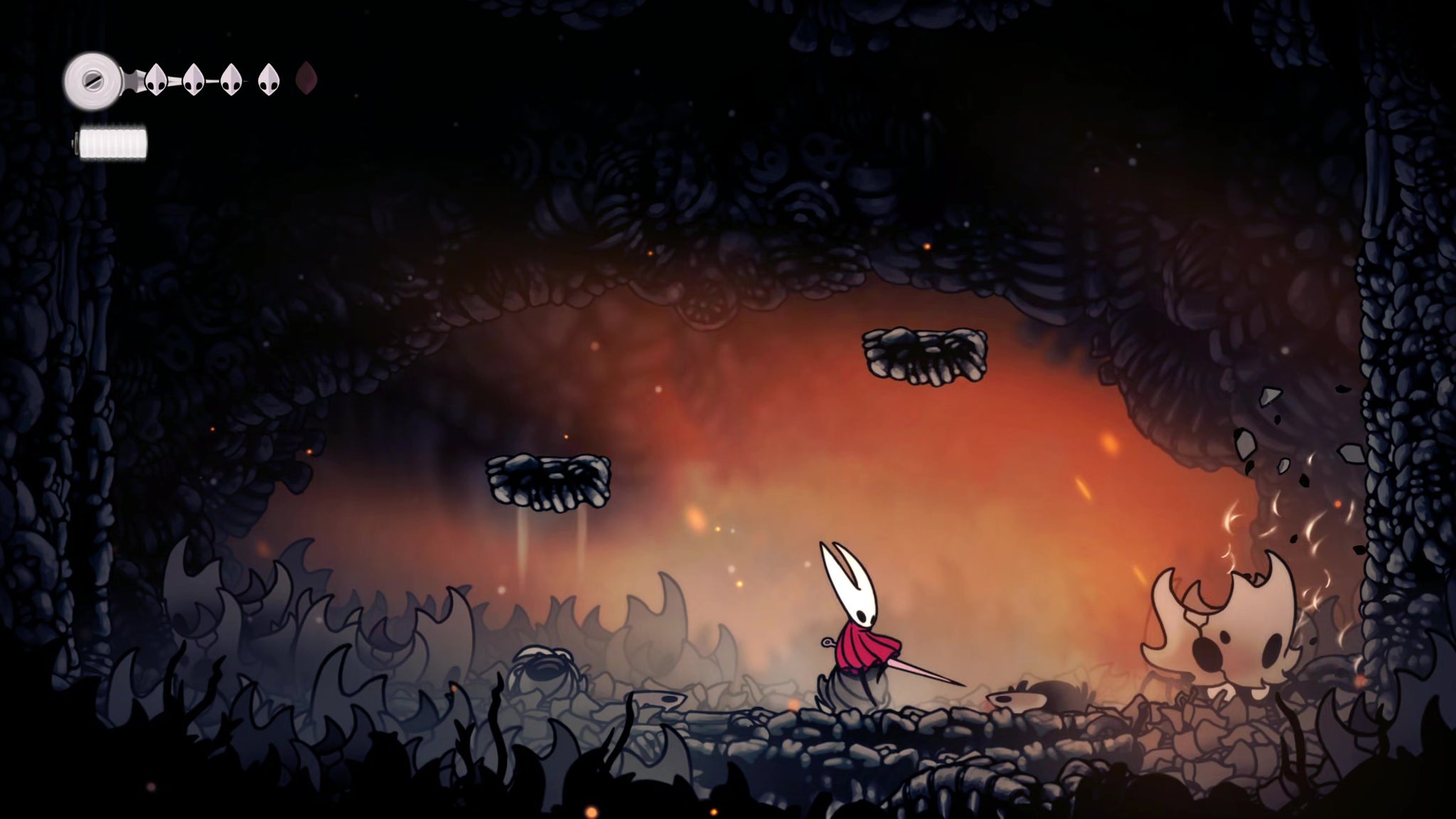 A screenshot of Hollow Knight: Silksong showing the path through The Marrows and Mosshome. - 7