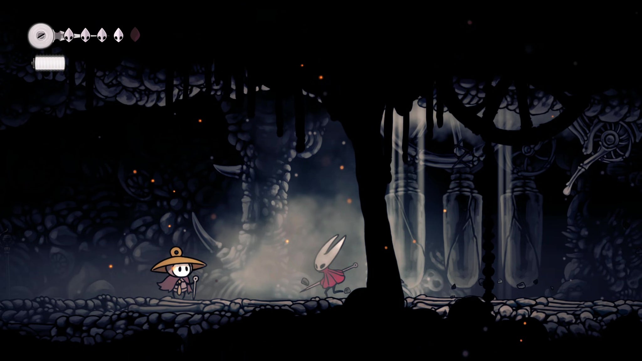 A screenshot of Hollow Knight: Silksong showing the path through The Marrows and Mosshome. - 8