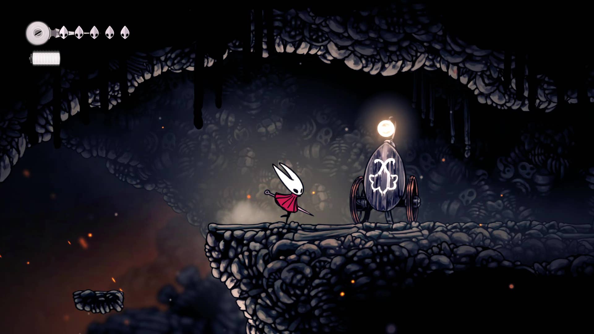 Screenshot of Hollow Knight: Silksong showing the path through Marrows and Mosshome.