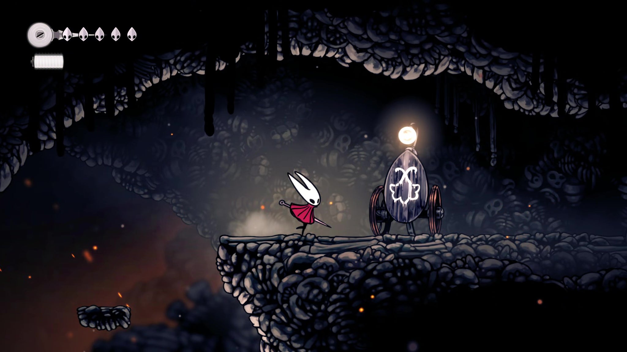 A screenshot of Hollow Knight: Silksong showing the path through The Marrows and Mosshome. - 12