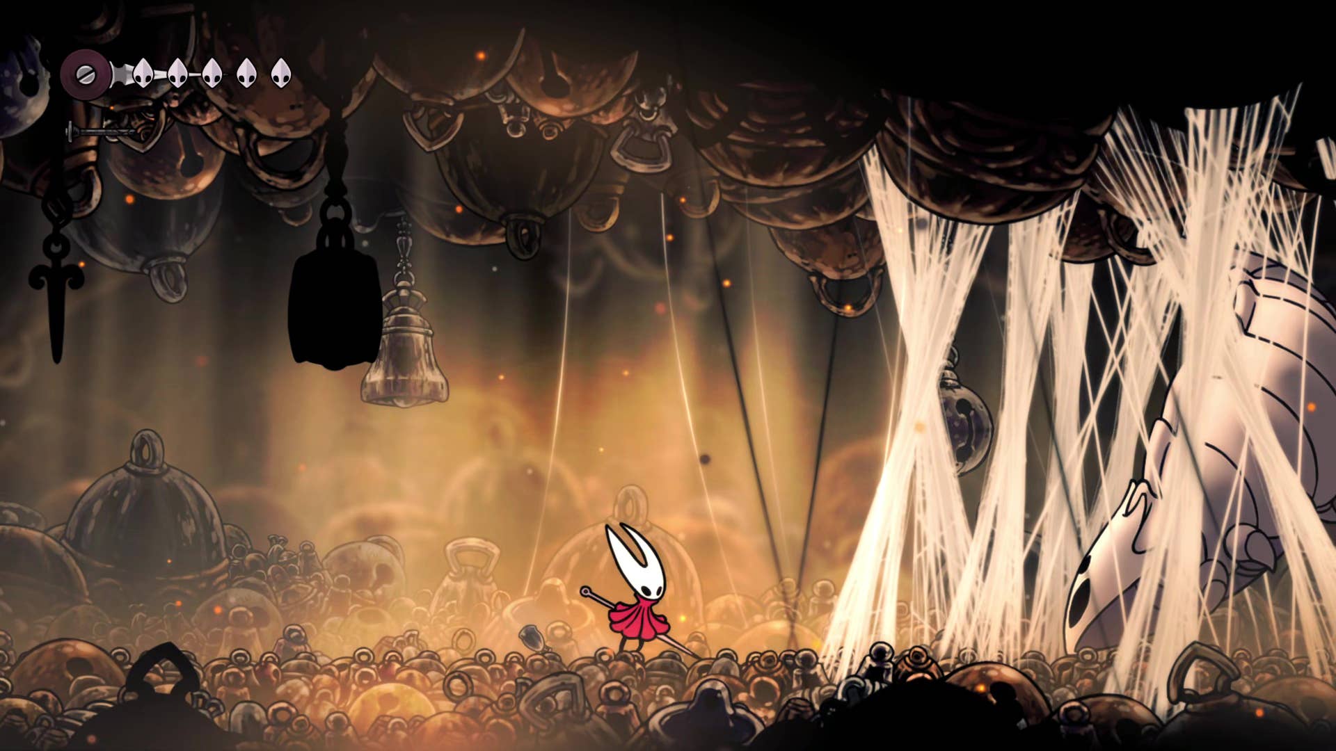 Screenshot of Hollow Knight: Silksong showing the path through Marrows and Mosshome.