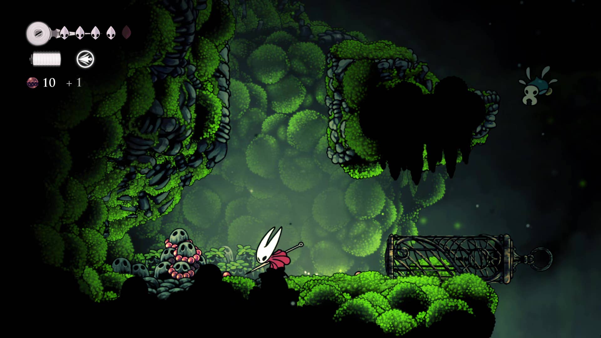 Hollow Knight screenshot: Silkson shows his way into the Wanderer's Chapel.