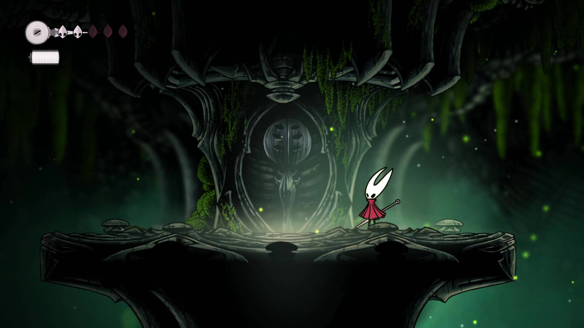 Screenshot of Hollow Knight: Silksong showing the path through Marrows and Mosshome.