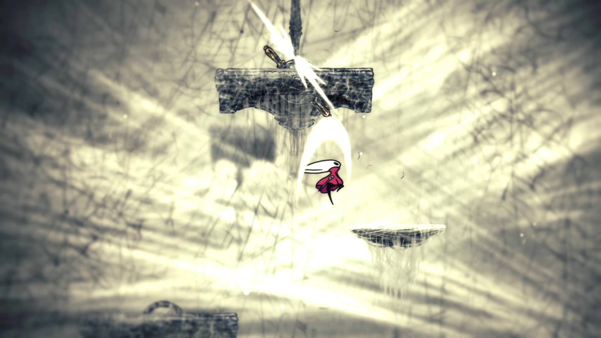 Hollownight screenshot: Silkson showing the path through the east side of the bone marrow.