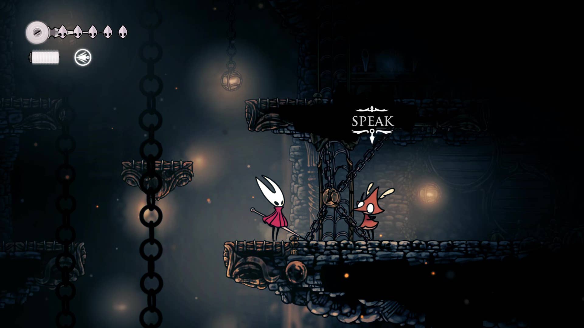 Hollownight screenshot: Silkson showing the path through the east side of the bone marrow.