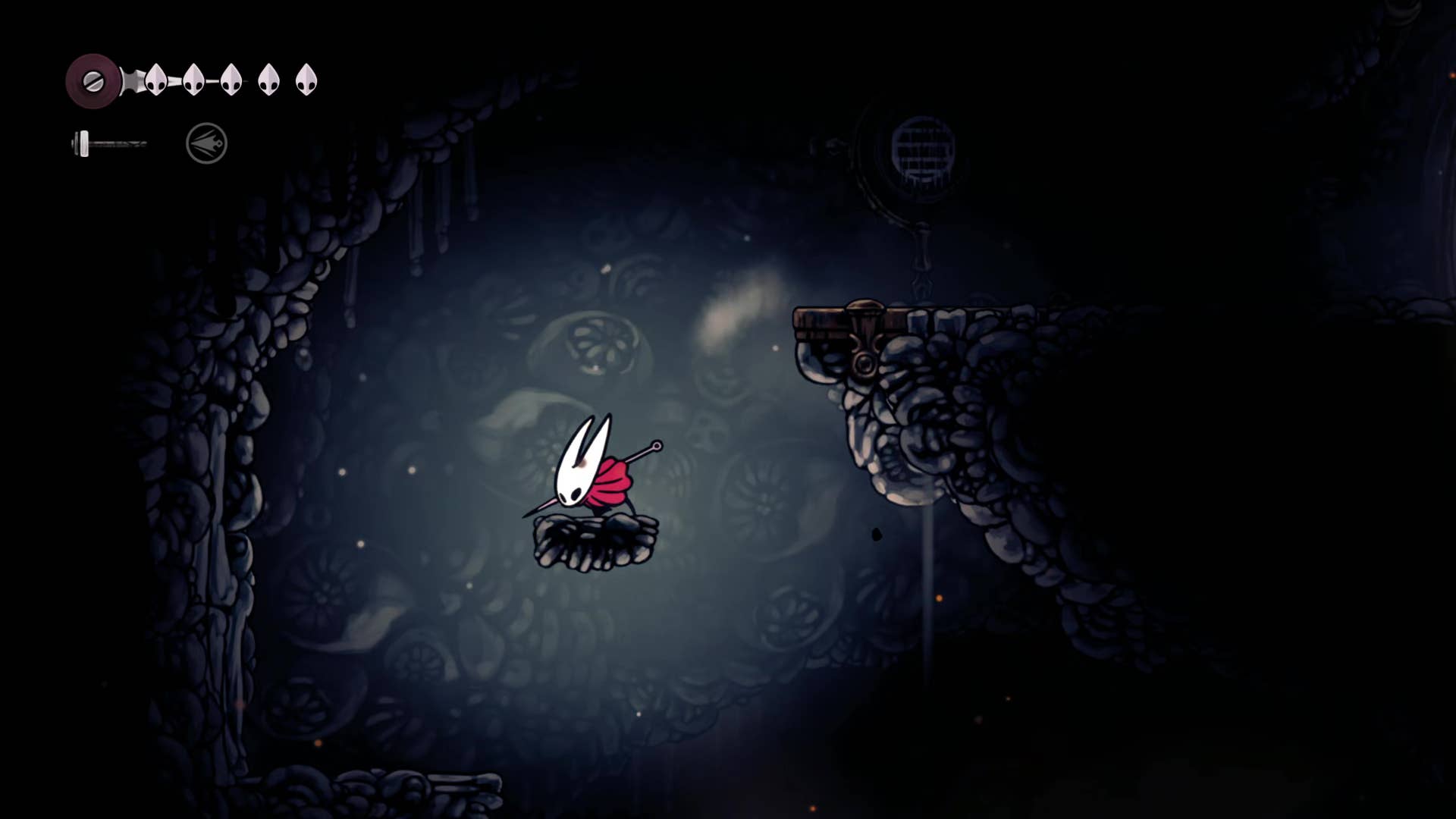 Hollownight screenshot: Silkson showing the path through the east side of the bone marrow.