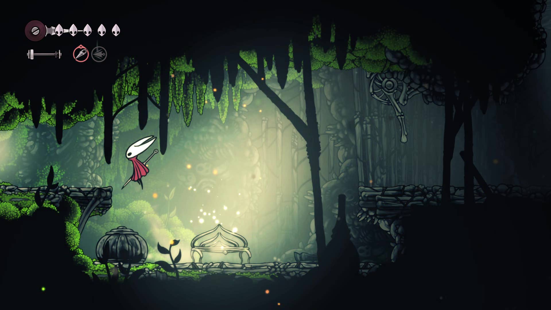 Hollow Knight screenshot: Silkson shows his way into the Wanderer's Chapel.