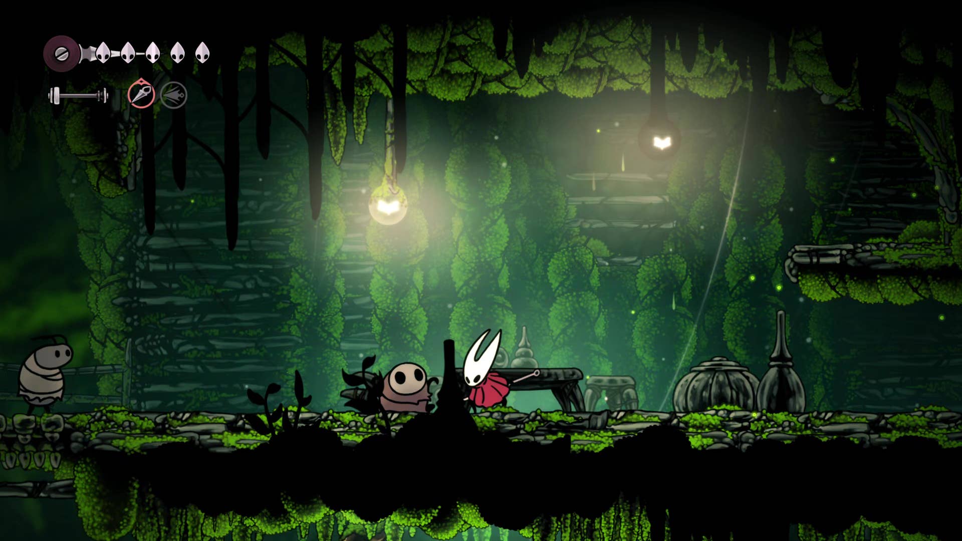 Hollow Knight screenshot: Silkson shows his way into the Wanderer's Chapel.