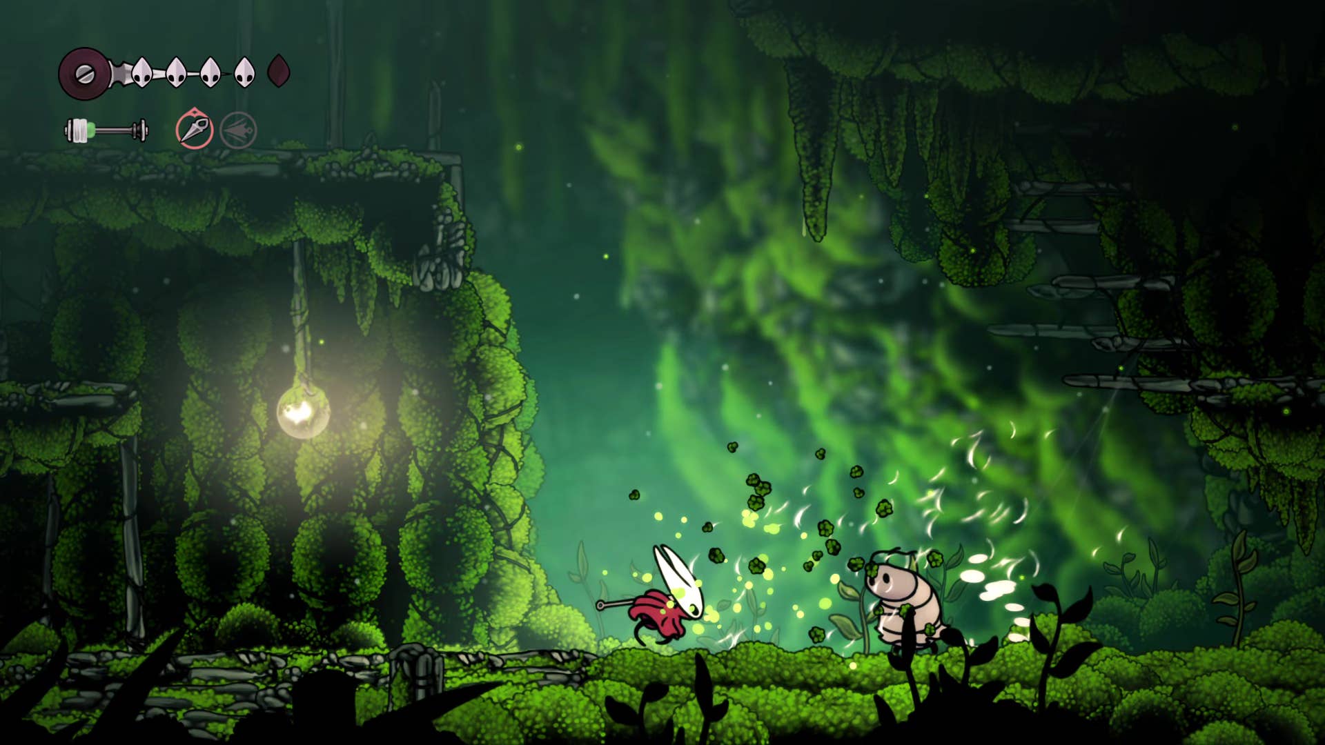 Hollow Knight screenshot: Silkson shows his way into the Wanderer's Chapel.
