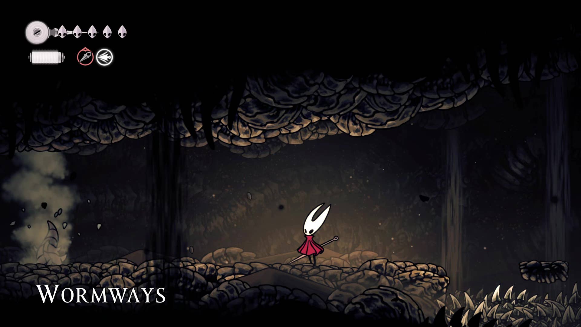 Hollow Knight screenshot: Silkson shows his way into the Wanderer's Chapel.