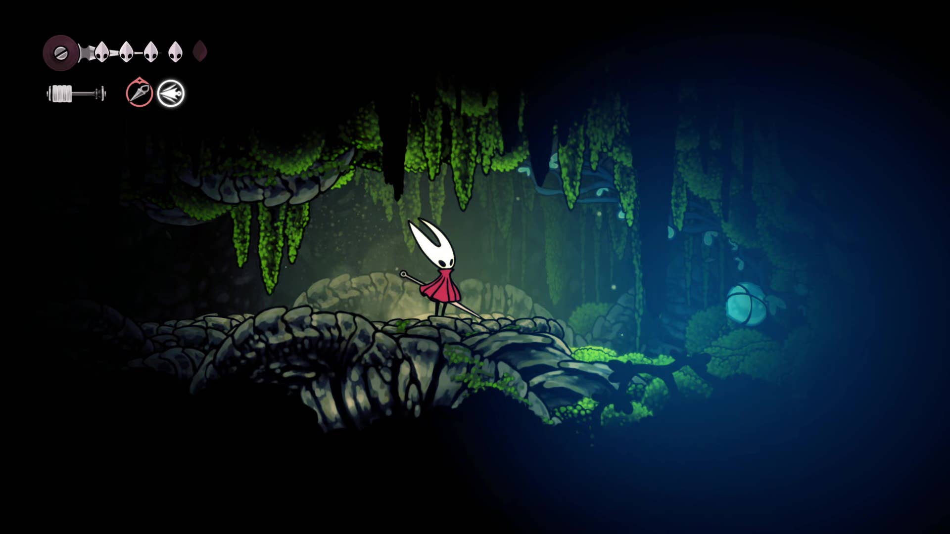 Hollow Knight screenshot: Silkson shows his way into the Wanderer's Chapel.