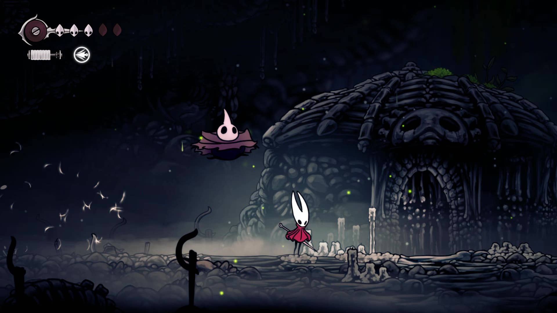 Hollow Knight screenshot: Silkson shows his way into the Wanderer's Chapel.