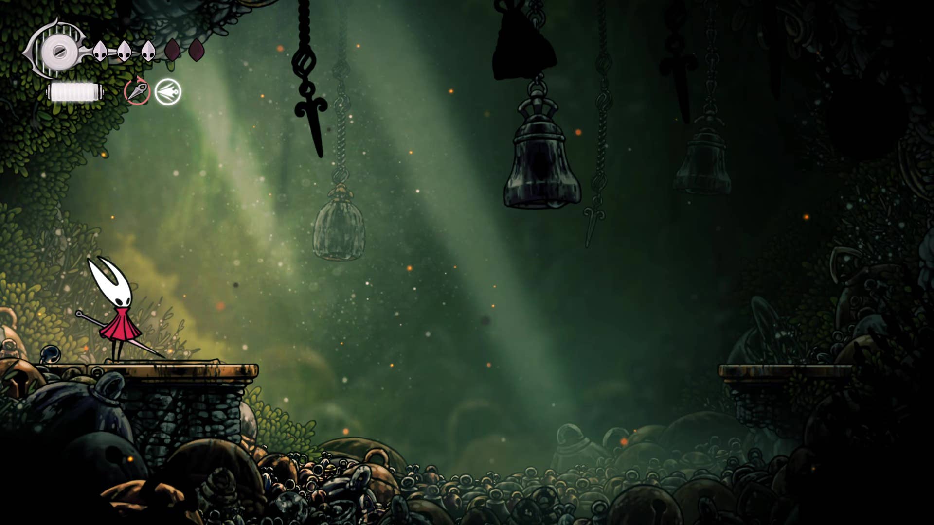 Screenshot of Hollow Knight: Silksong shows the path through the far field.