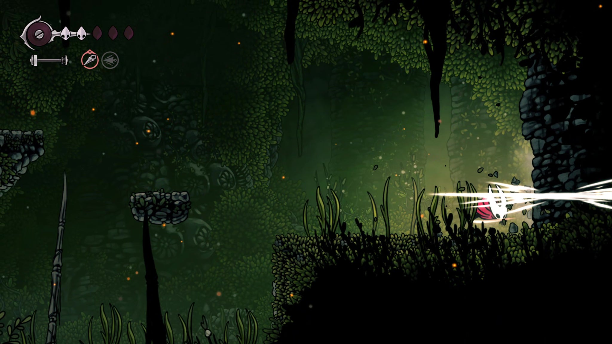 A screenshot of Hollow Knight: Silksong showing the path through the Far Fields. - 10