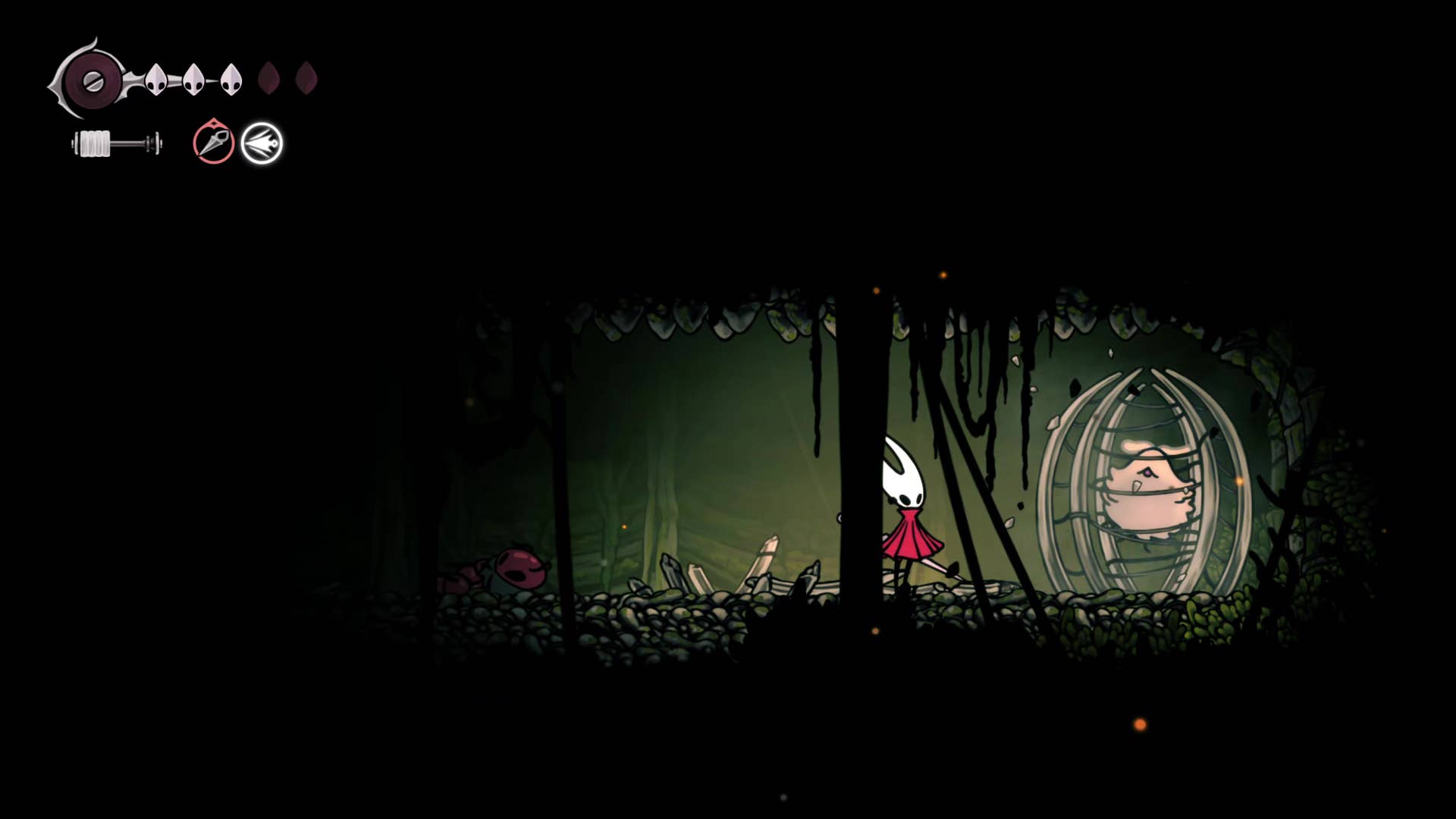Screenshot of Hollow Knight: Silksong shows the path through the far field.