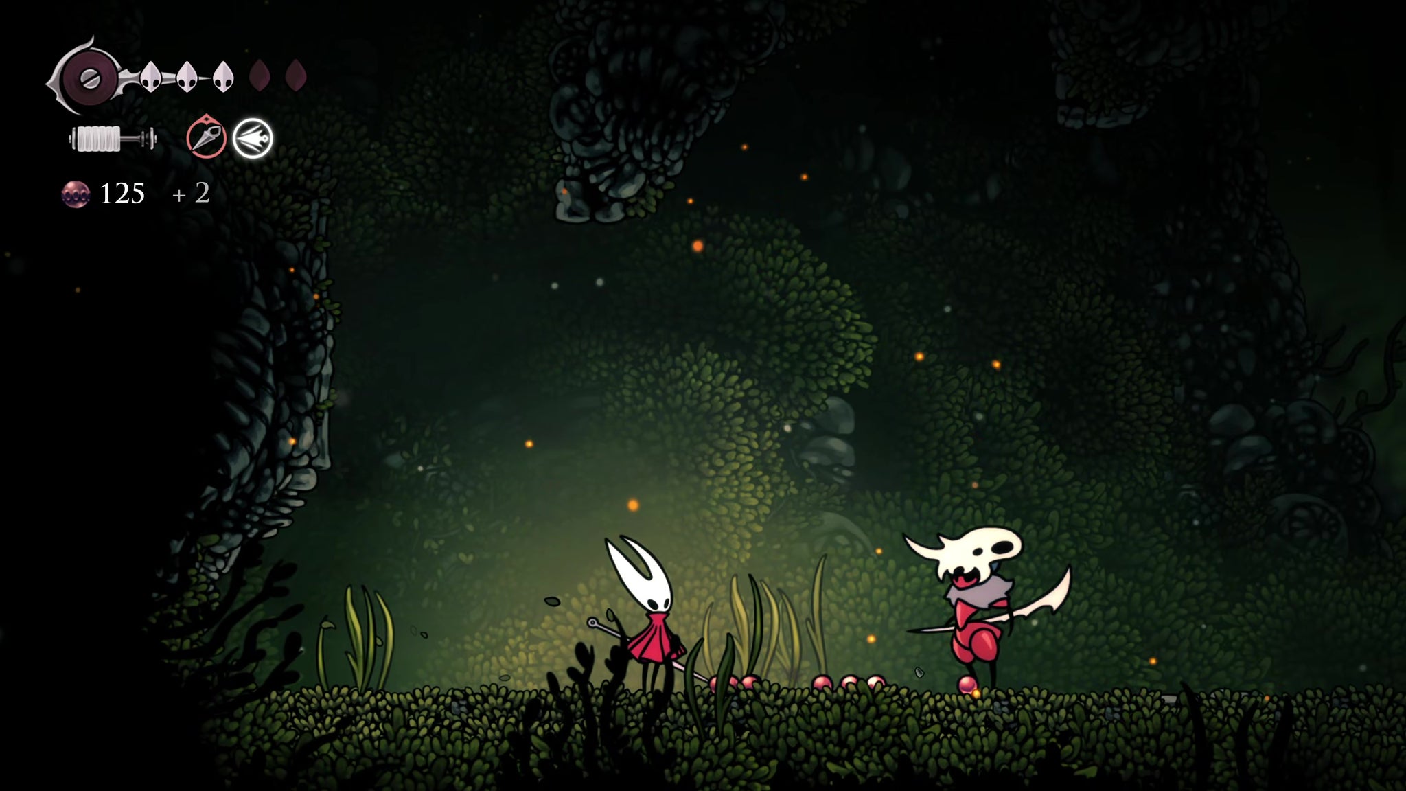 A screenshot of Hollow Knight: Silksong showing the path through the Far Fields. - 16