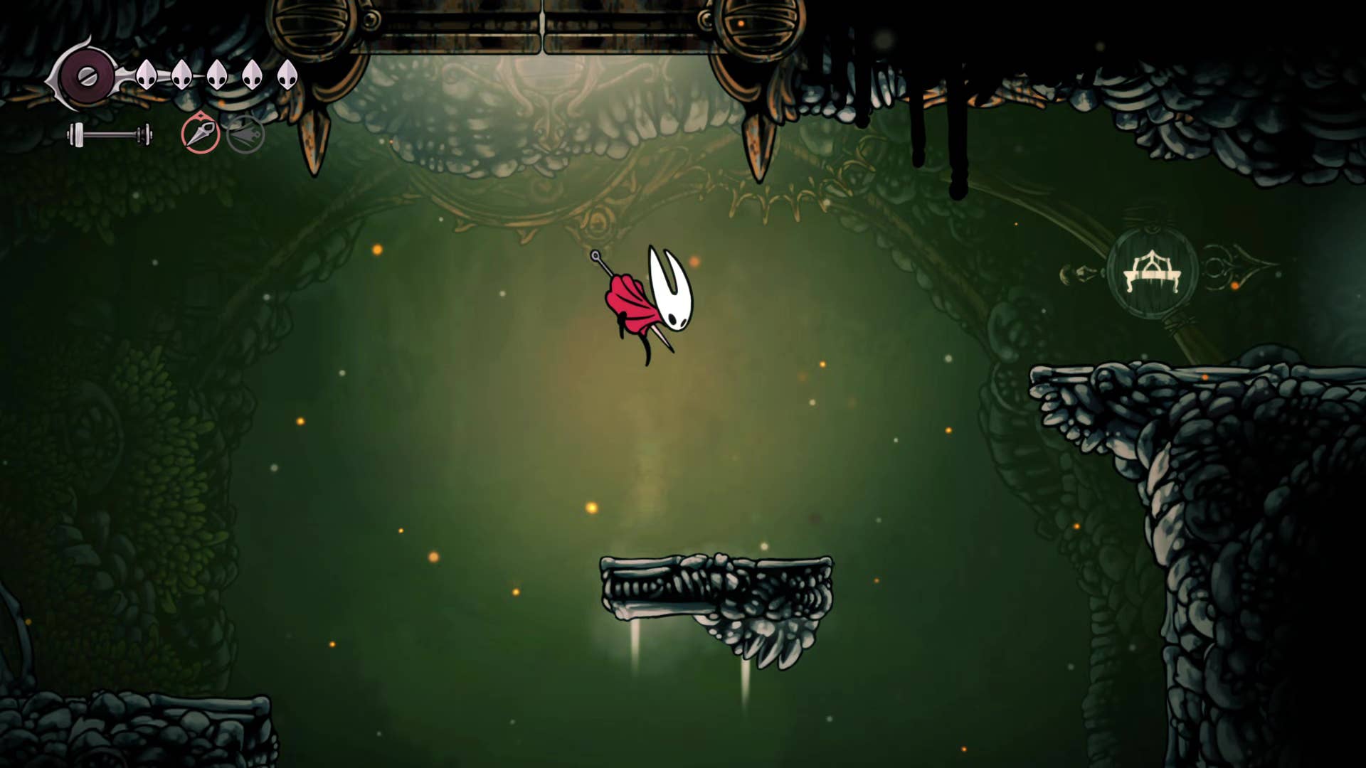 Screenshot of Hollow Knight: Silksong shows the path through the far field.