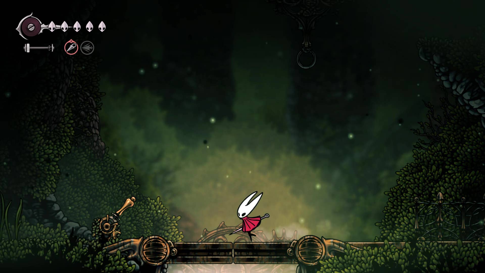 Screenshot of Hollow Knight: Silksong shows the path through the far field.