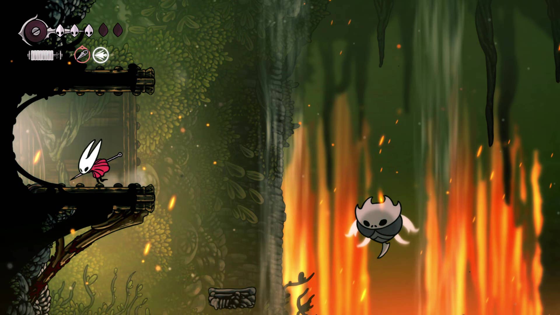 Screenshot of Hollow Knight: Silksong shows the path through the far field.