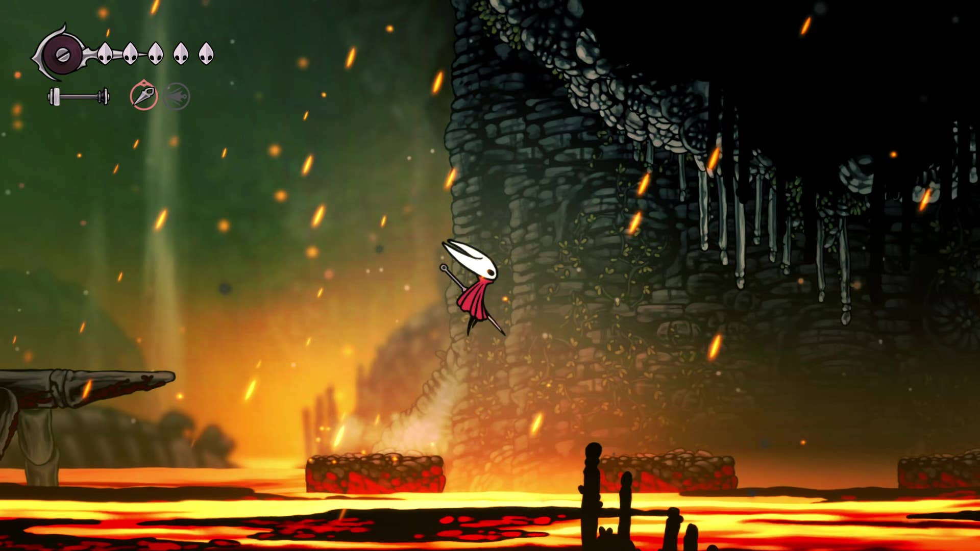 Screenshot of Hollow Knight: Silksong shows the path through the far field.