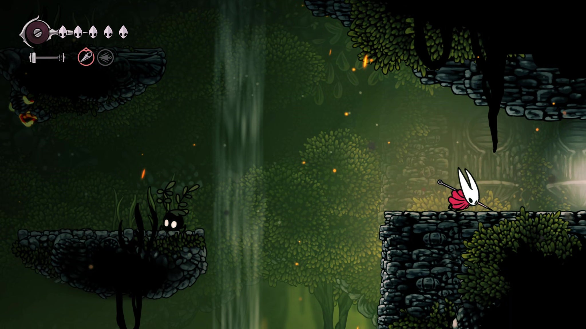 A screenshot of Hollow Knight: Silksong showing the path through the Far Fields. - 31