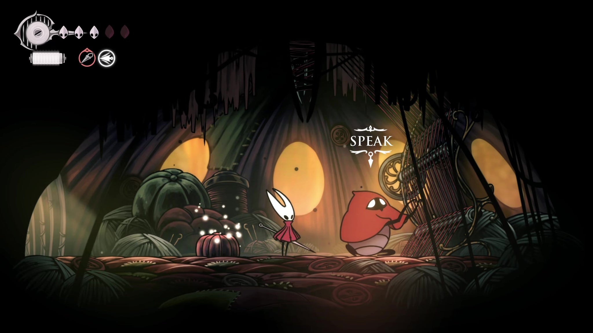 A screenshot of Hollow Knight: Silksong showing the path through the Far Fields. - 35