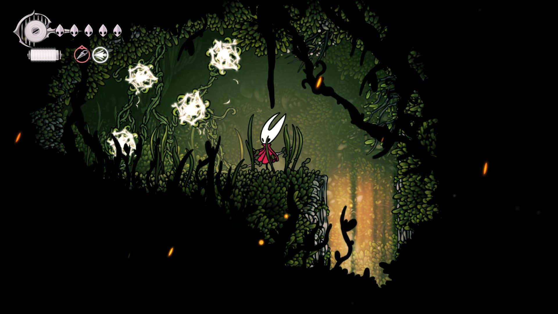 Screenshot of Hollow Knight: Silksong shows the path through the far field.