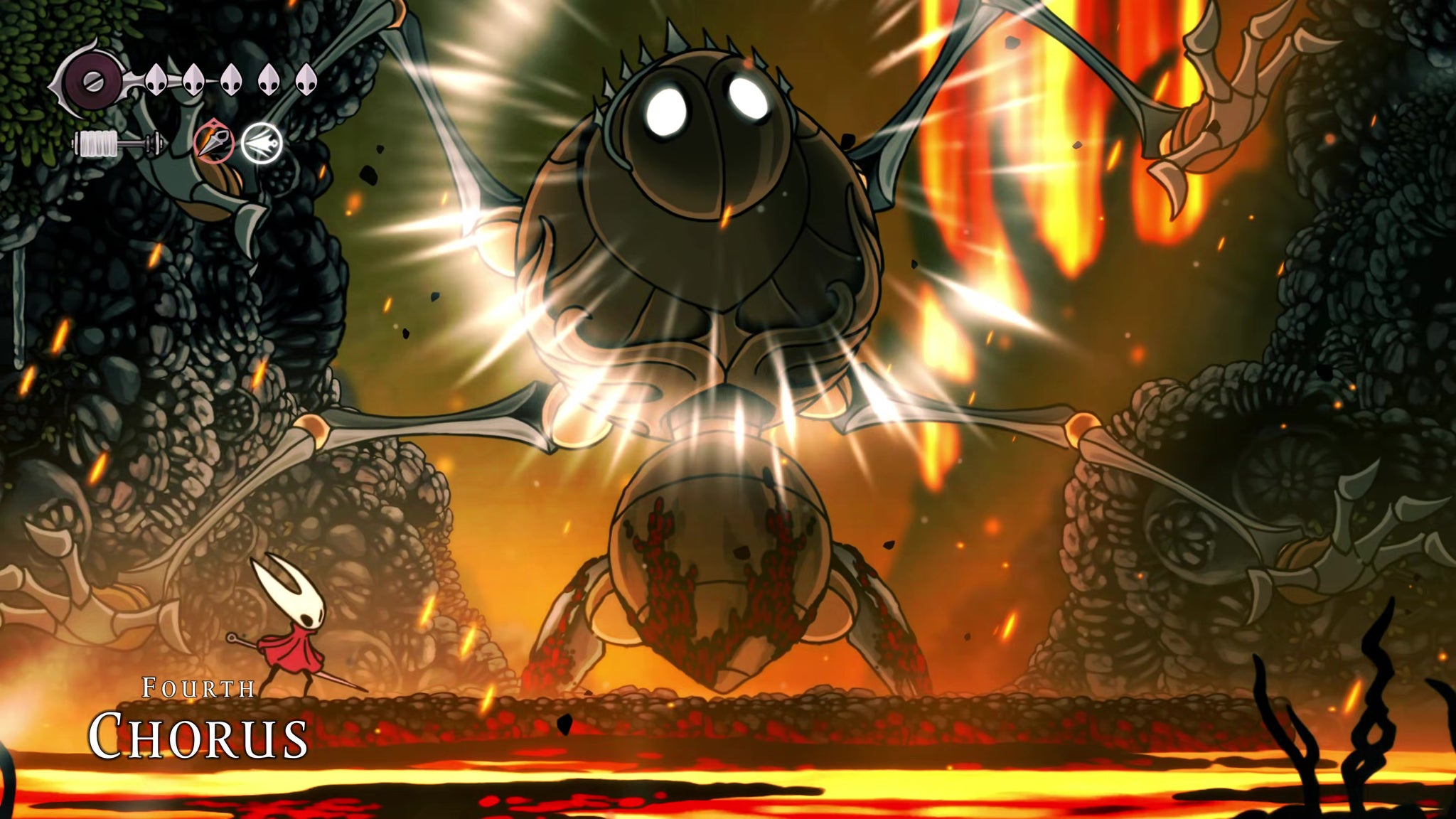 A screenshot of Hollow Knight: Silksong showing the path through the Far Fields. - 49