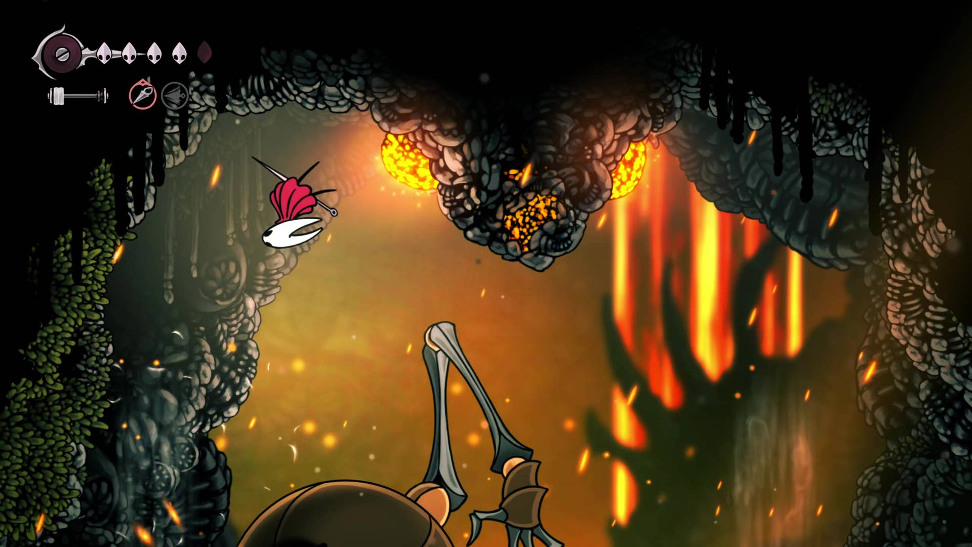 Screenshot of Hollow Knight: Silksong shows the path through the far field.
